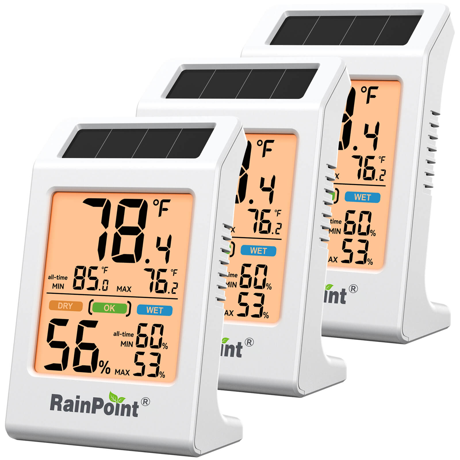 RainPoint Solar Hygrometer – Large Display, Comfort Indicator, Max/Min Memory