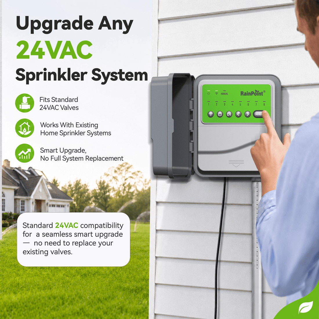 RainPoint 8-Zone Smart Irrigation Controller – WiFi App, Perfect for Lawn, Garden, and Yard