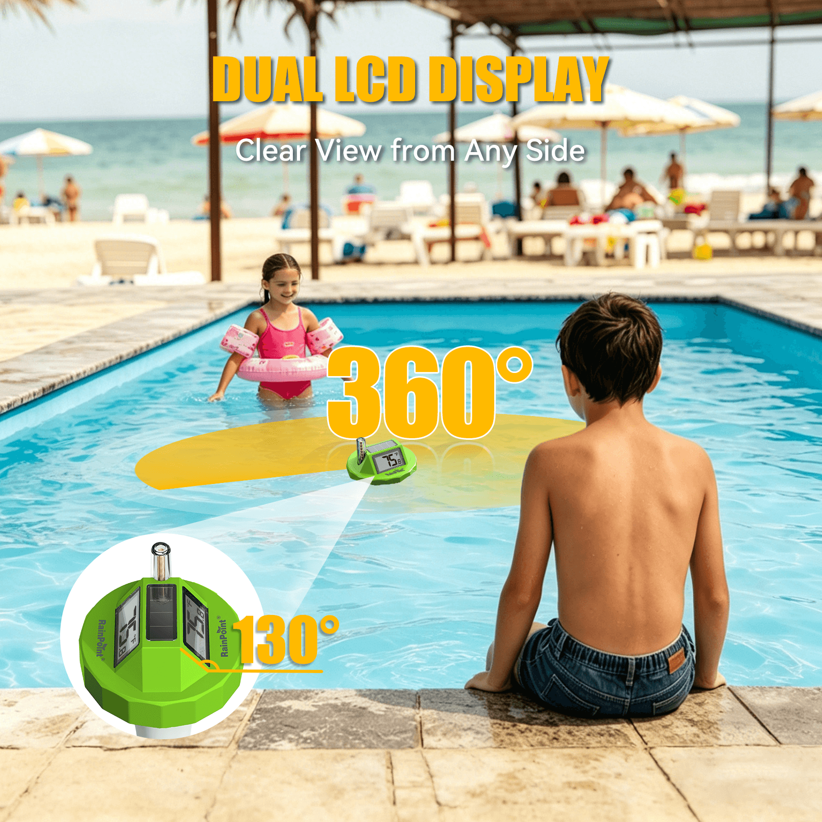 RainPoint Wireless Pool Thermometer – IPX8 Floating with Indoor Monitor
