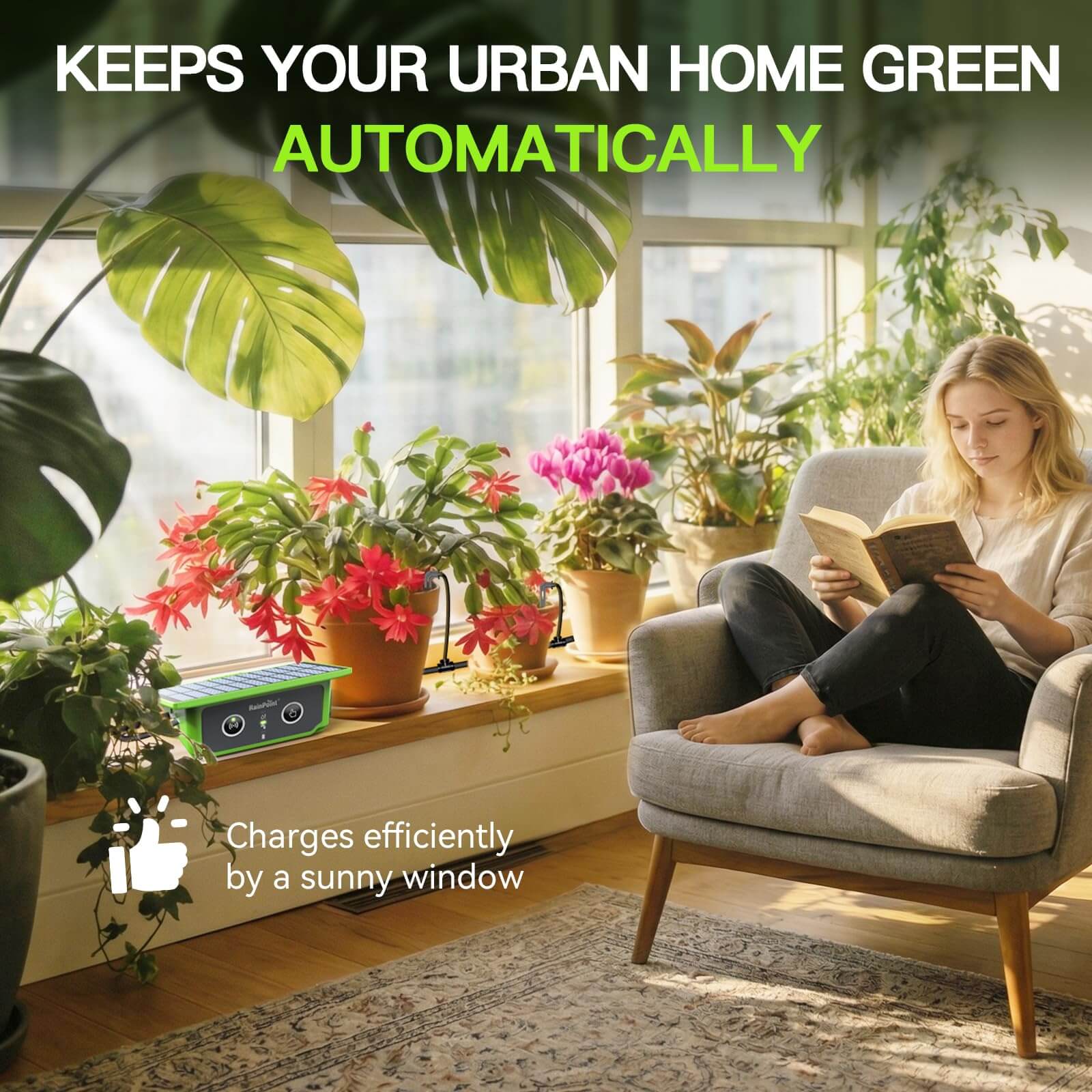 RainPoint WiFi Solar Automatic Plant Waterer Kit for Outdoor & Indoor Use with Hub