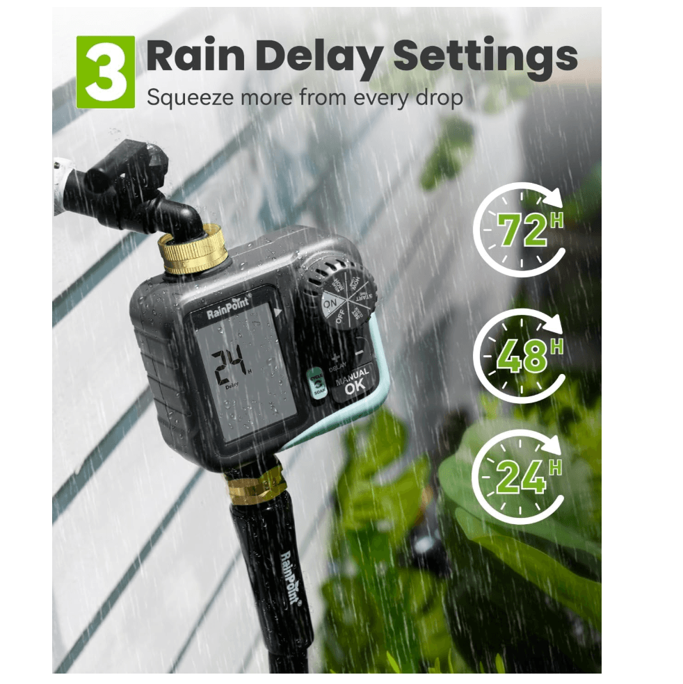 RAINPOINT Sprinkler Timer for Garden Hose - Hose Timer with Cycle & Soak, Brass Inlet