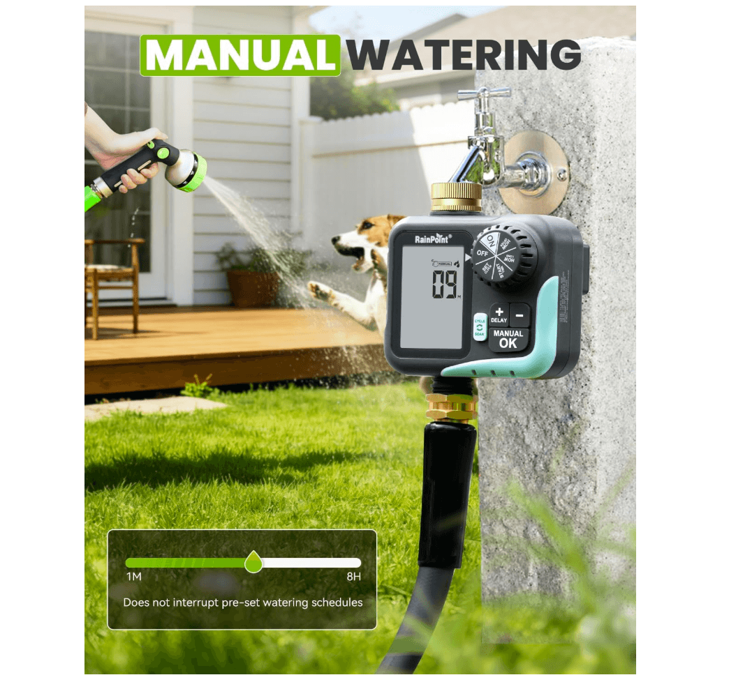 RAINPOINT Sprinkler Timer for Garden Hose - Hose Timer with Cycle & Soak, Brass Inlet