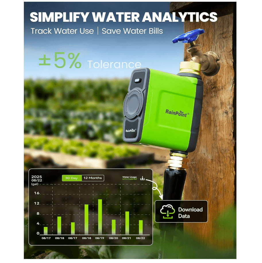 RAINPOINT WiFi Water Timer for Garden Hose (Brass Inlet & Outlet, WiFi Gateway)