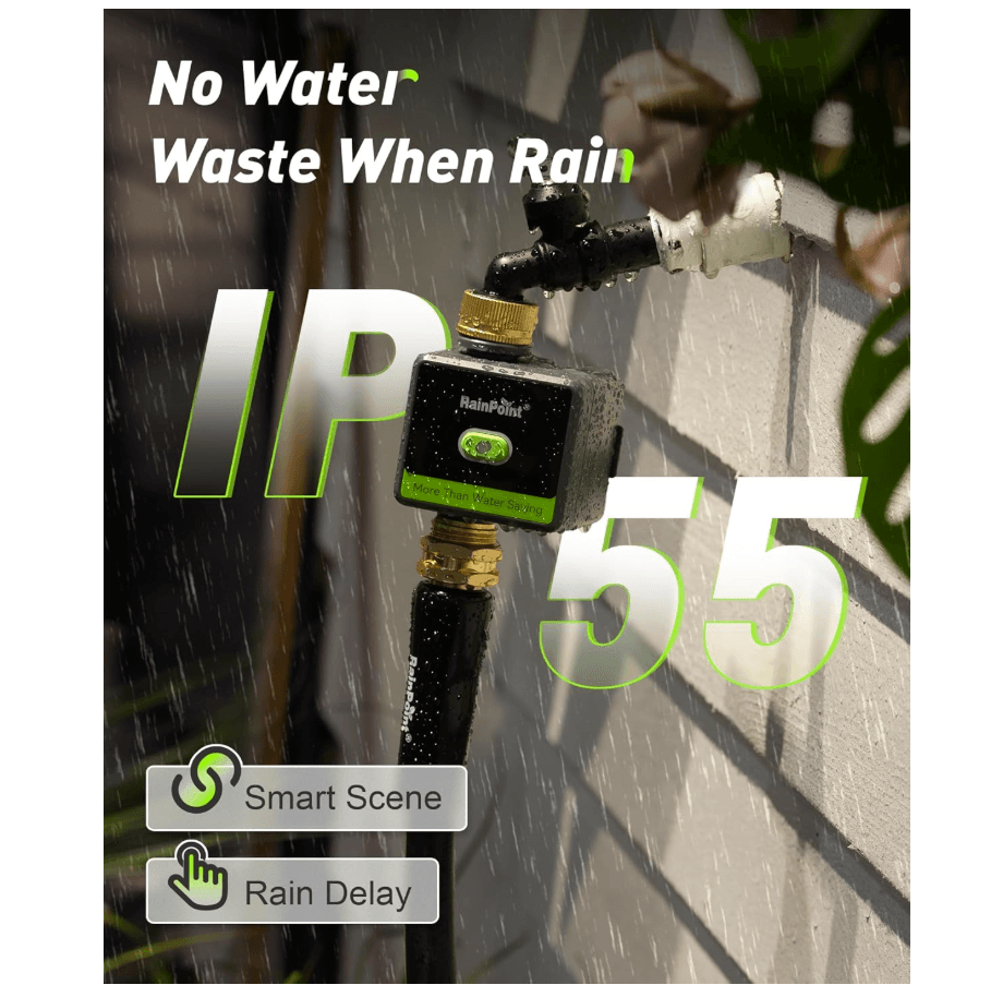 RAINPOINT WiFi Water Hose Timer with Brass Inlet & Outlet