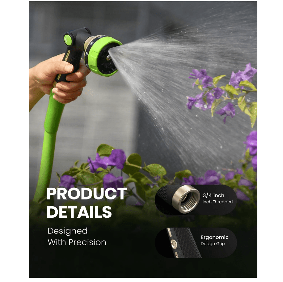 RAINPOINT Metal Garden Hose Nozzle – Heavy Duty High Pressure with Thumb Control