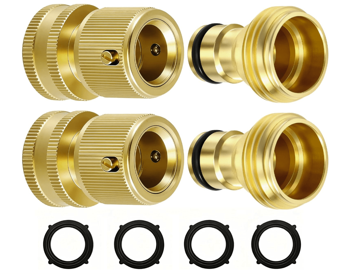 RainPoint Solid Brass 3/4" GHT Quick Connect Hose Fittings, No-Leak, 2 Sets