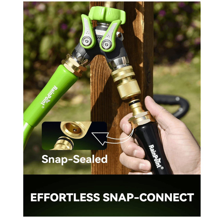 RainPoint Solid Brass 3/4" GHT Quick Connect Hose Fittings, No-Leak, 2 Sets