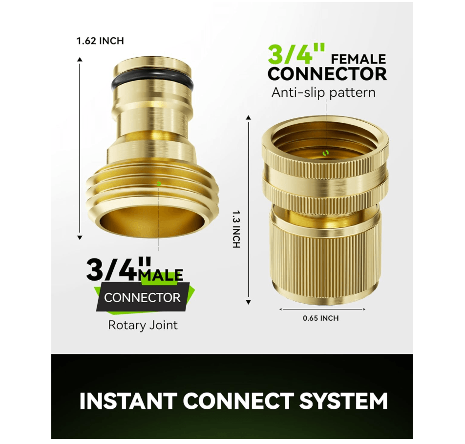 RainPoint Solid Brass 3/4" GHT Quick Connect Hose Fittings, No-Leak, 2 Sets