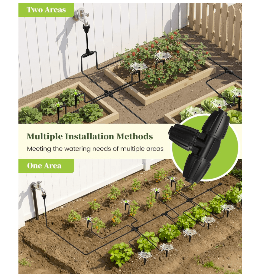 RAINPOINT Drip Irrigation System, Quick-Connect Garden Watering System Kit