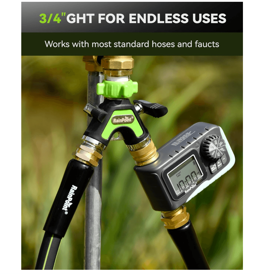 RAINPOINT Garden Hose Splitter 2 Way – All Metal Heavy Duty Water Y Splitter(Green)