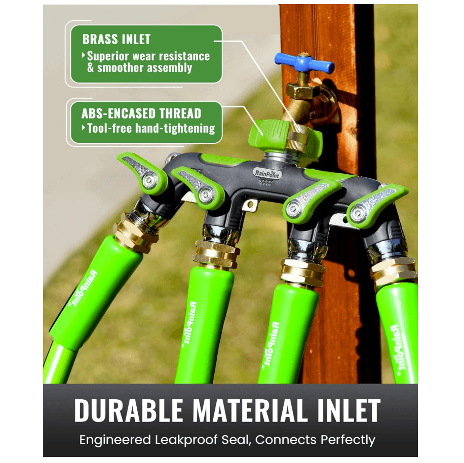 RAINPOINT 4 Way Garden Hose Splitter(Green)