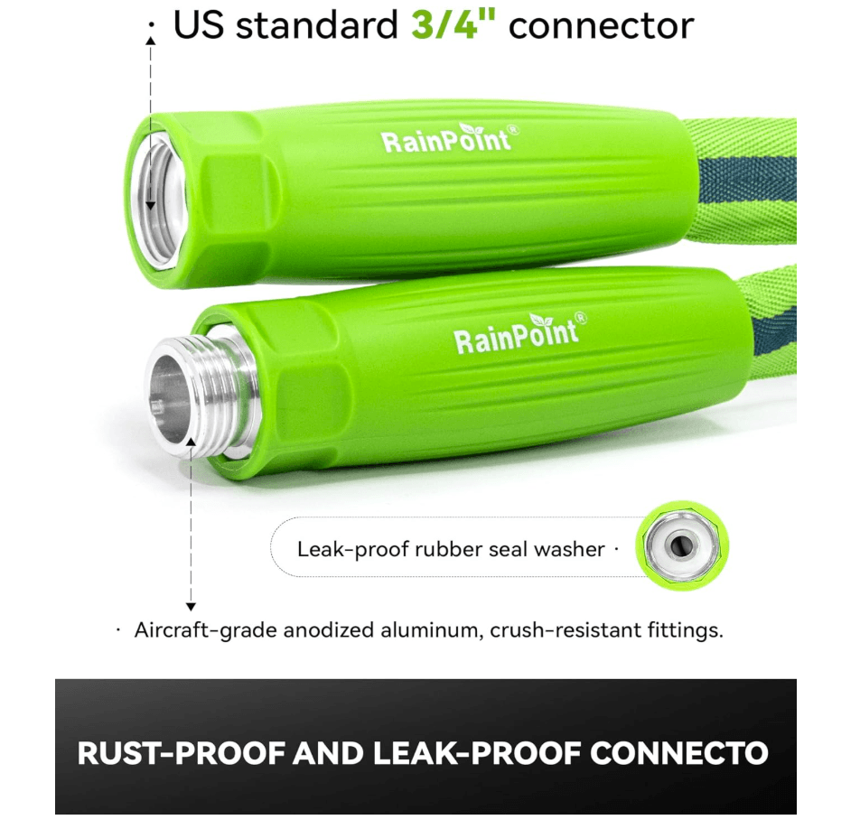 RAINPOINT Garden Hose 100FT, 3/4" Fittings