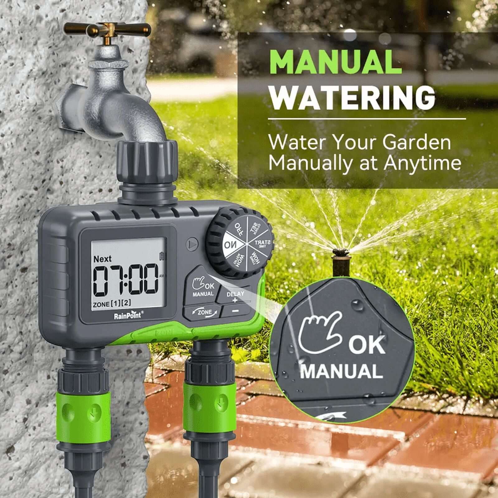 RainPoint 2-Zone Water Timer for Outdoor Hose