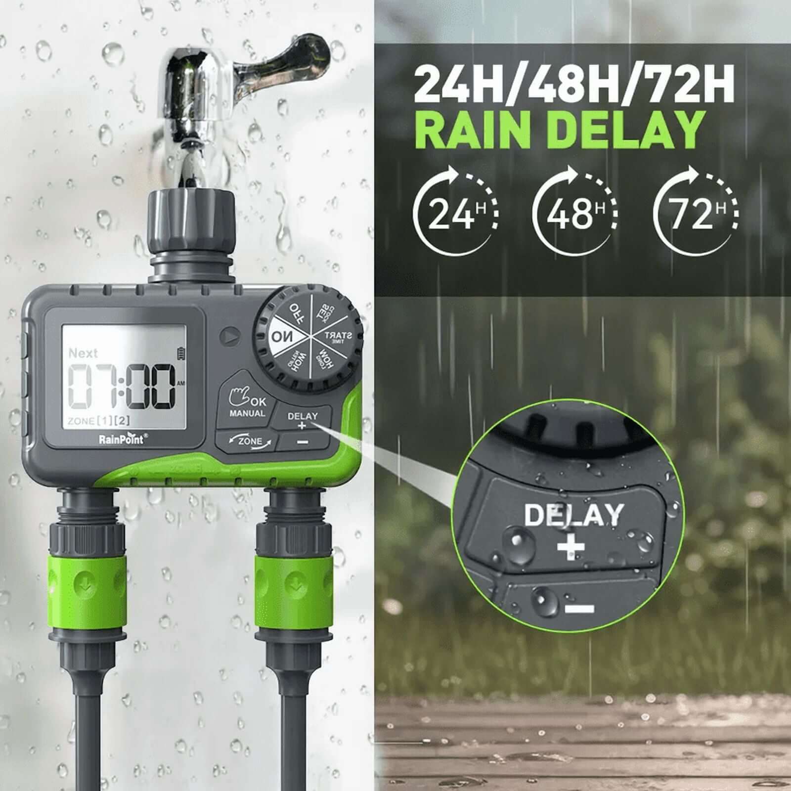 RainPoint 2-Zone Water Timer for Outdoor Hose
