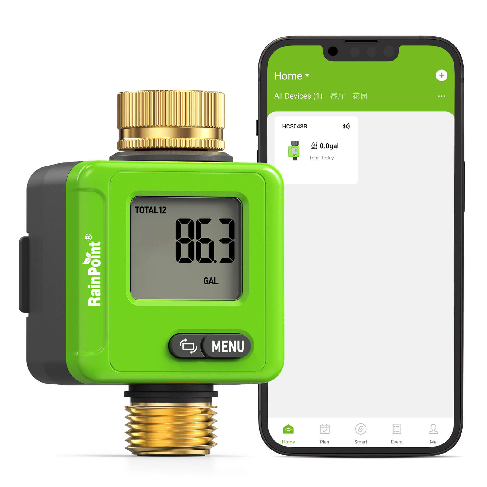 RainPoint Smart Bluetooth Water Flow Meter with App Control