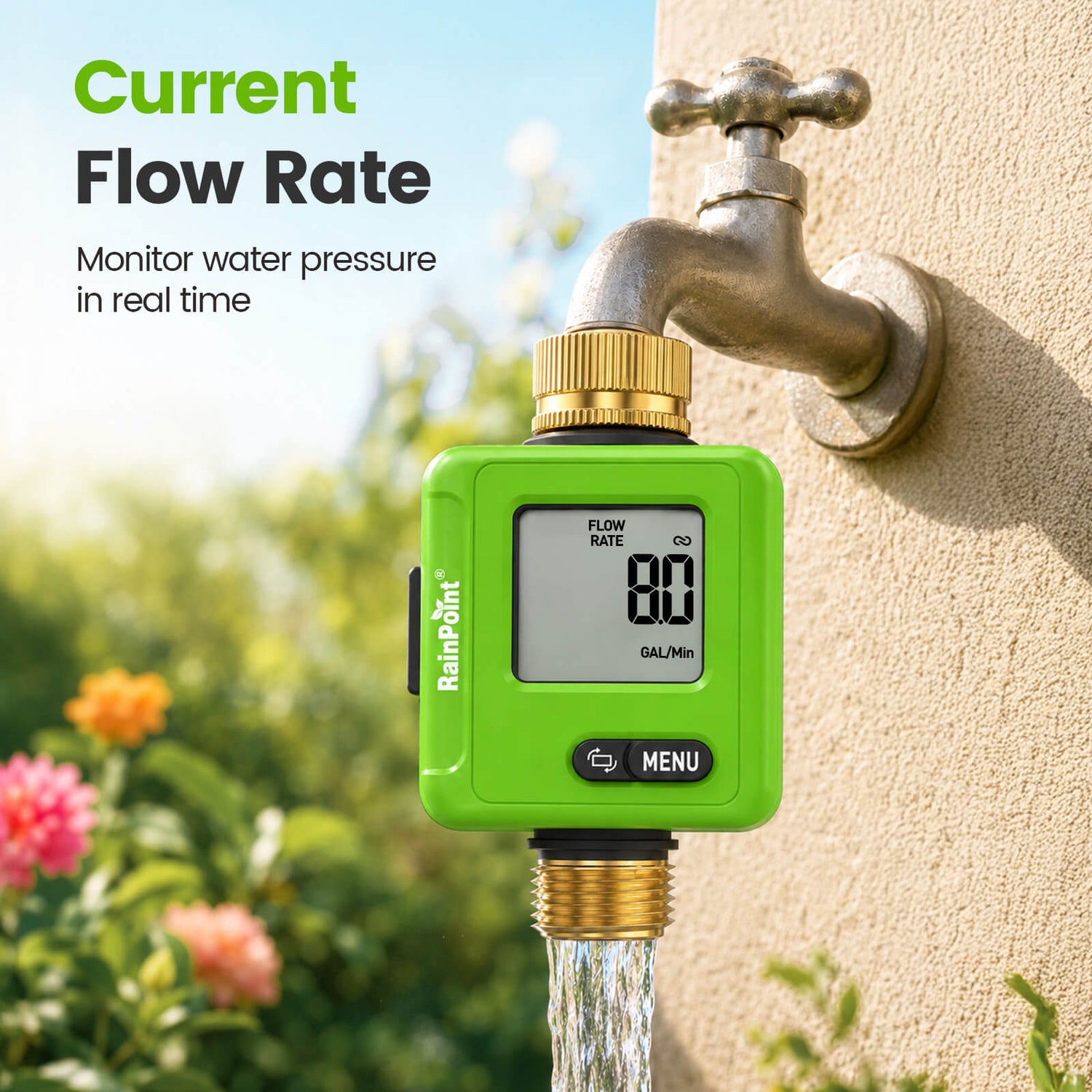 RainPoint Smart Bluetooth Water Flow Meter with App Control
