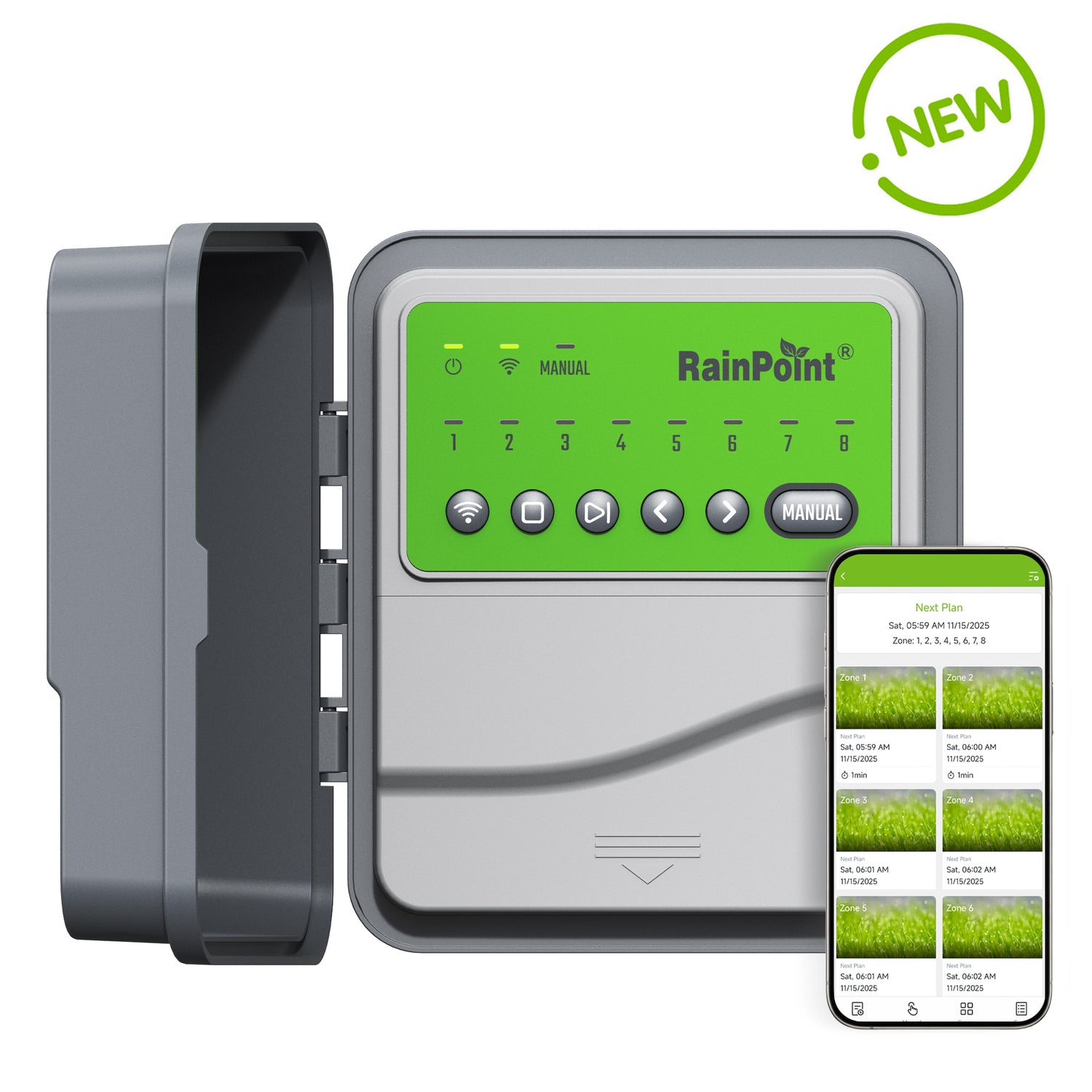 RainPoint 8-Zone Smart Irrigation Controller  – WiFi App, Perfect for Lawn, Garden, and Yard