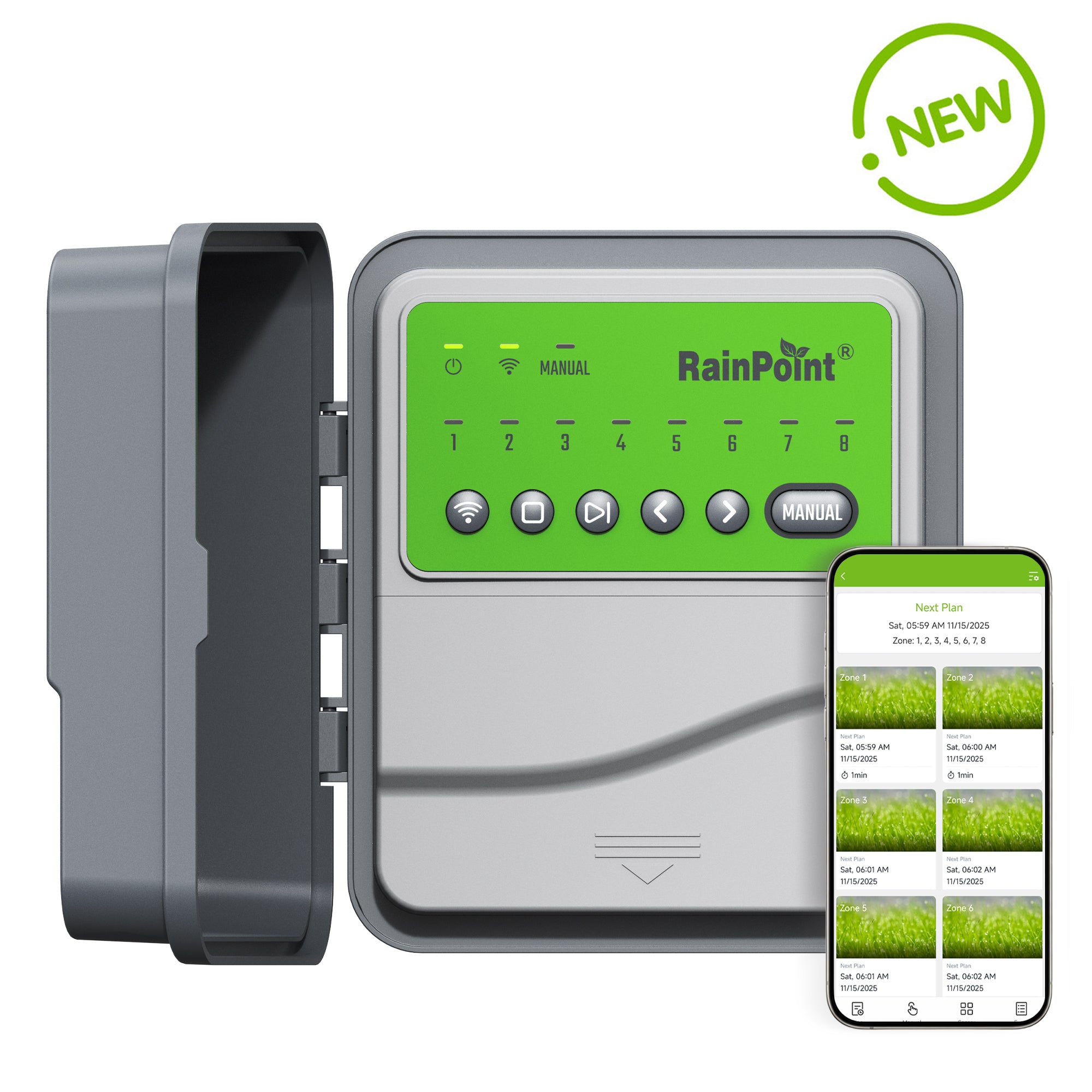 RainPoint 8-Zone Smart Irrigation Controller  – WiFi App, Perfect for Lawn, Garden, and Yard