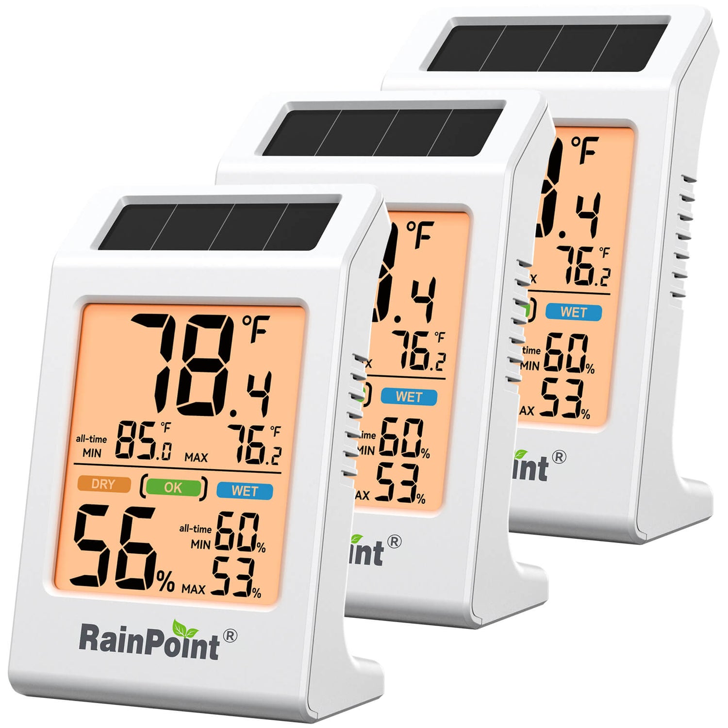 RainPoint Solar Hygrometer – Large Display, Comfort Indicator, Max/Min Memory