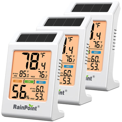 RainPoint Solar Hygrometer – Large Display, Comfort Indicator, Max/Min Memory