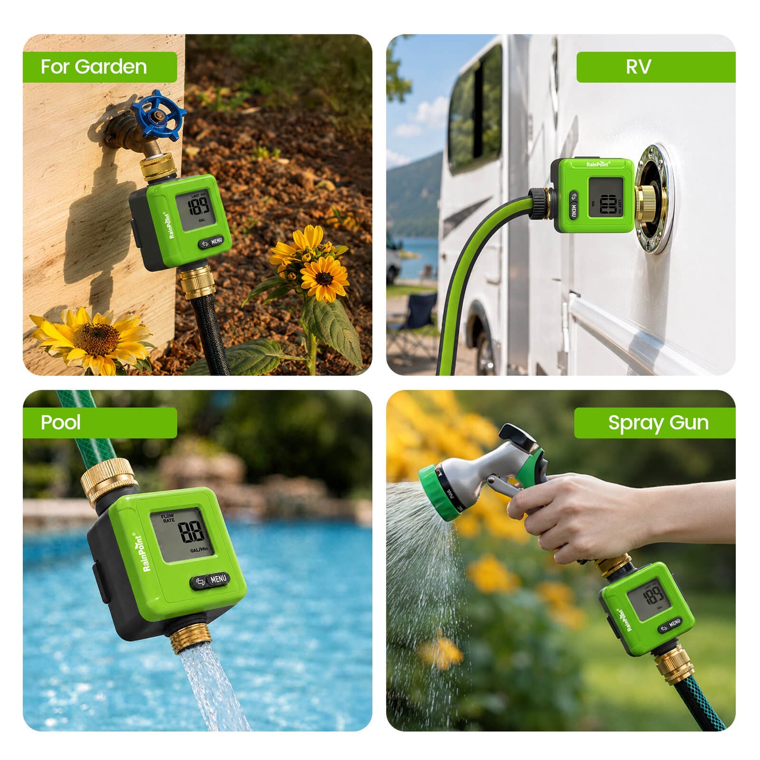 RainPoint Smart Bluetooth Water Flow Meter with App Control