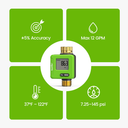 RainPoint Smart Bluetooth Water Flow Meter with App Control
