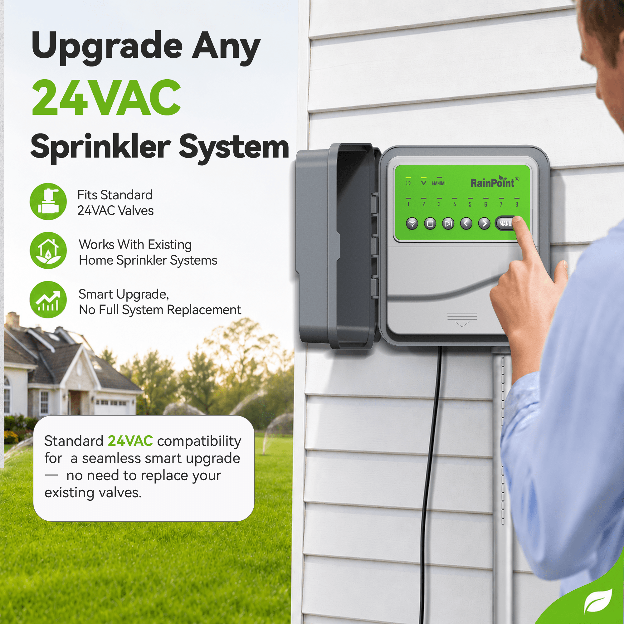 RainPoint 8-Zone Smart Irrigation Controller  – WiFi App, Perfect for Lawn, Garden, and Yard