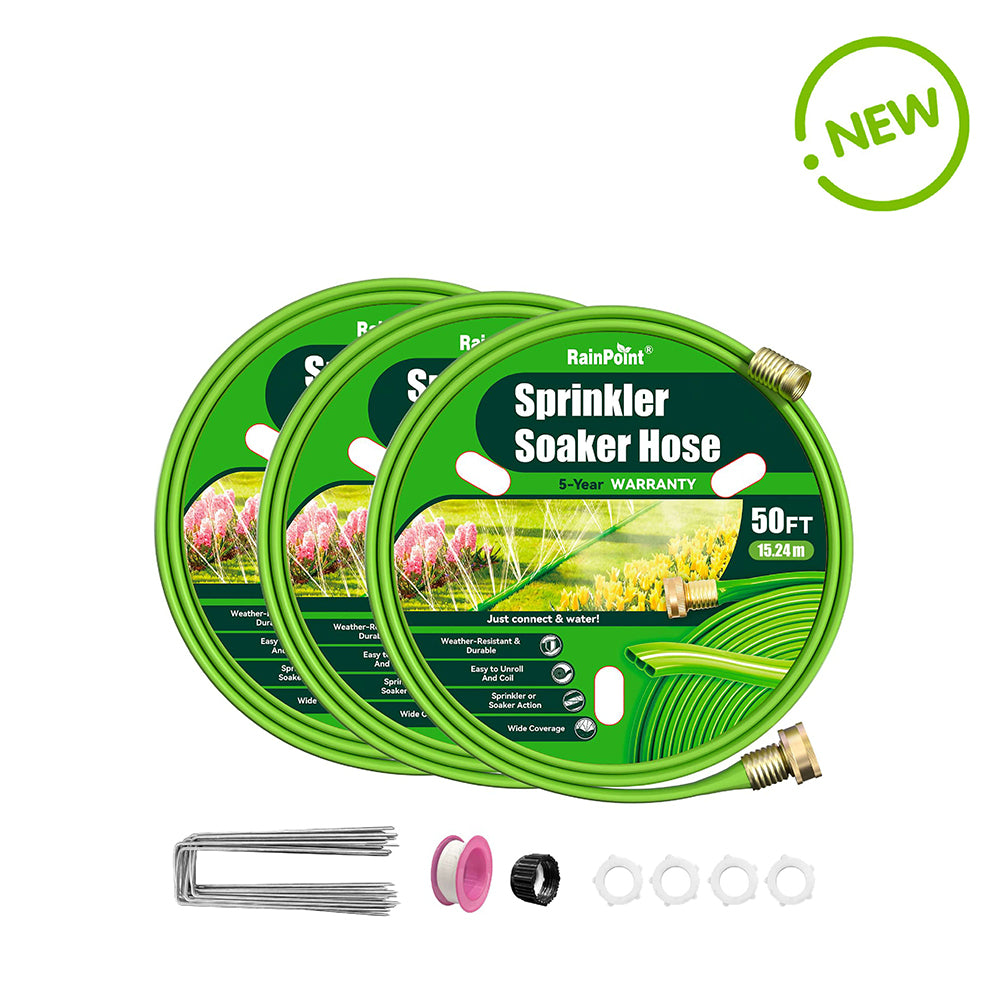 RAINPOINT Sprinkler Hose with Holes 150FT(50FT, 3Pack)