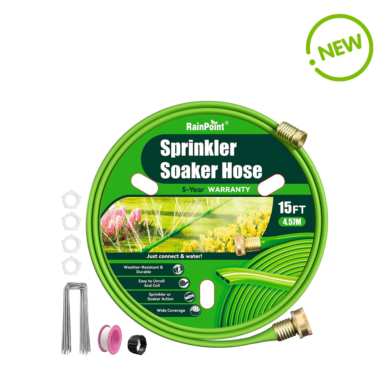 RAINPOINT Sprinkler Hose with Holes 15FT