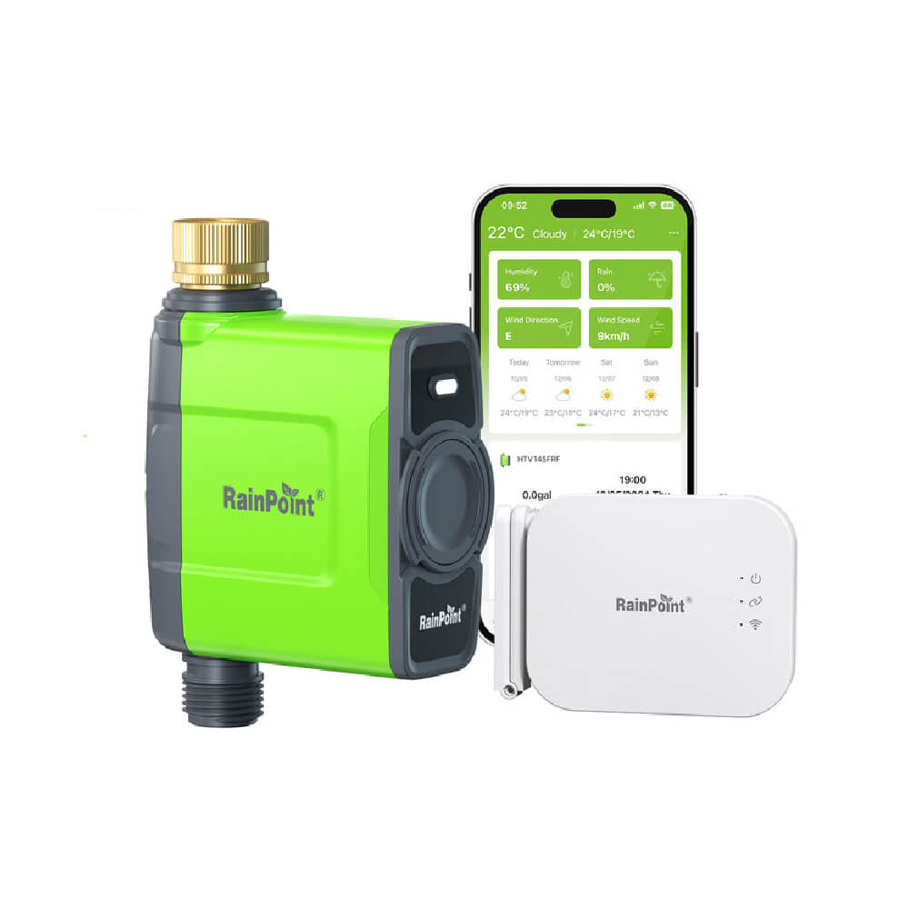 RainPoint with Brass Inlet Smart Sprinkler Timer with Ethernet Gateway