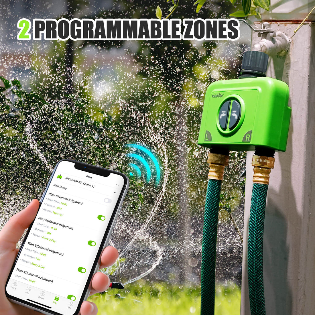 RainPoint 2-Zone WiFi Sprinkler Timer with Antenna Gateway
