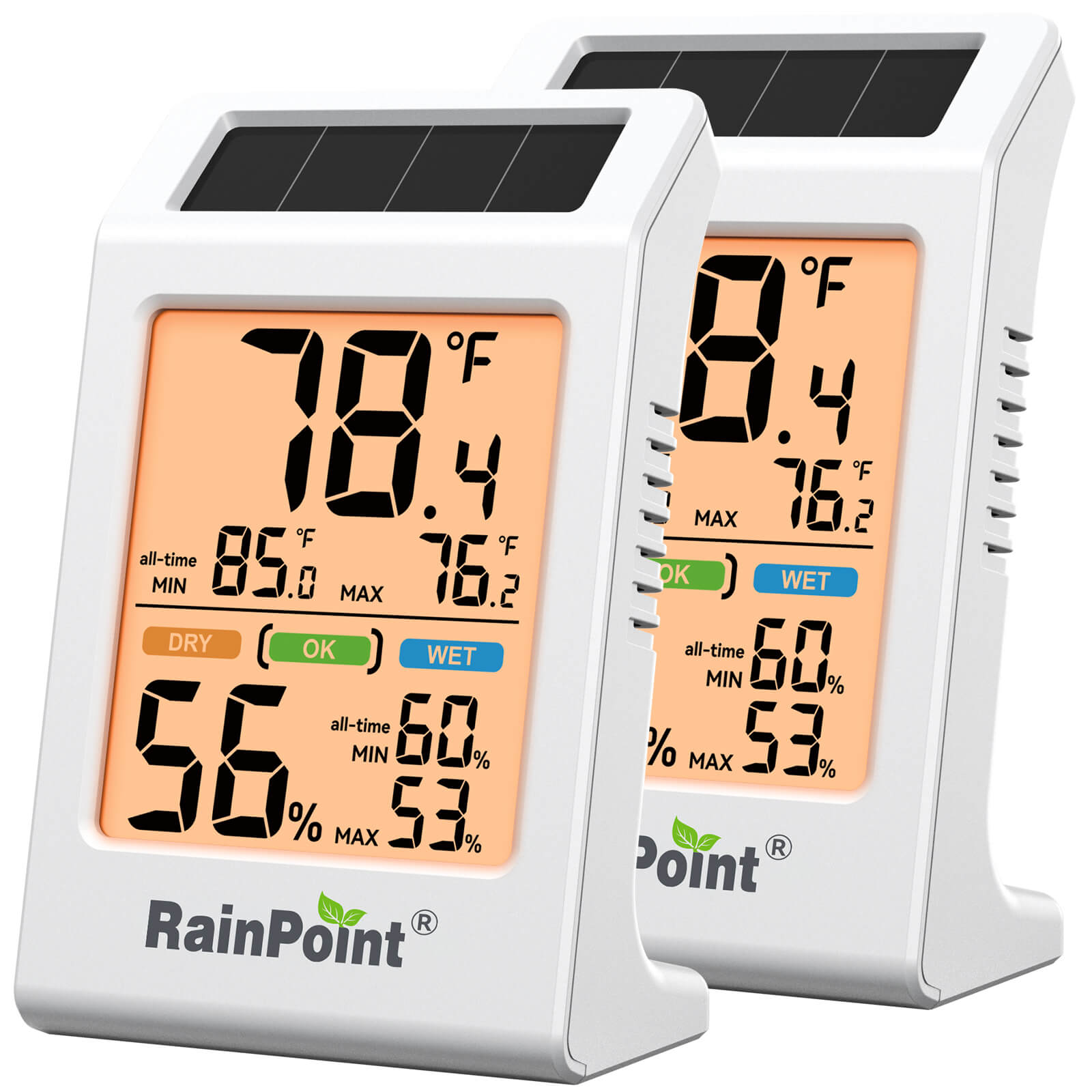RainPoint Solar Hygrometer – Large Display, Comfort Indicator, Max/Min Memory