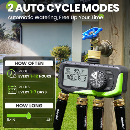 RainPoint Brass 4-Way Inlet and Outlet Garden Hose Timer
