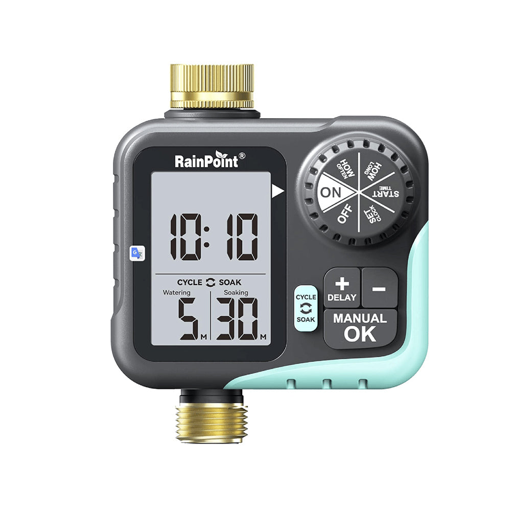 RAINPOINT Sprinkler Timer for Garden Hose - Hose Timer with Cycle & Soak, Brass Inlet & Outlet