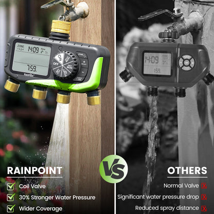 RainPoint Brass 4-Way Inlet and Outlet Garden Hose Timer