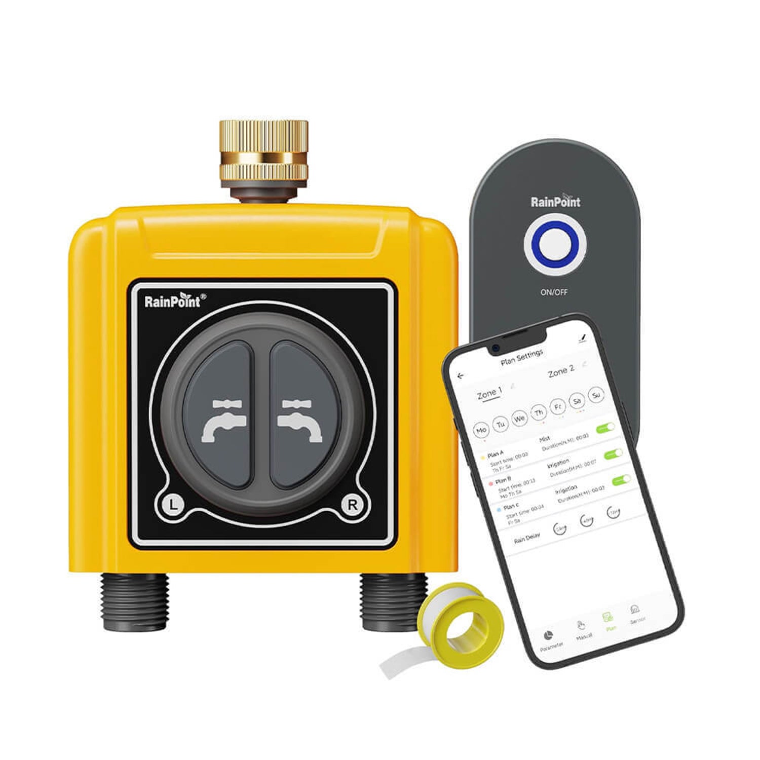 RainPoint Sprinkler Timer WiFi Water Timer with Brass Inlet, APP &amp; Voice Control