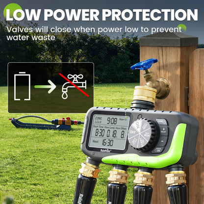 RainPoint Brass 4-Way Inlet and Outlet Garden Hose Timer
