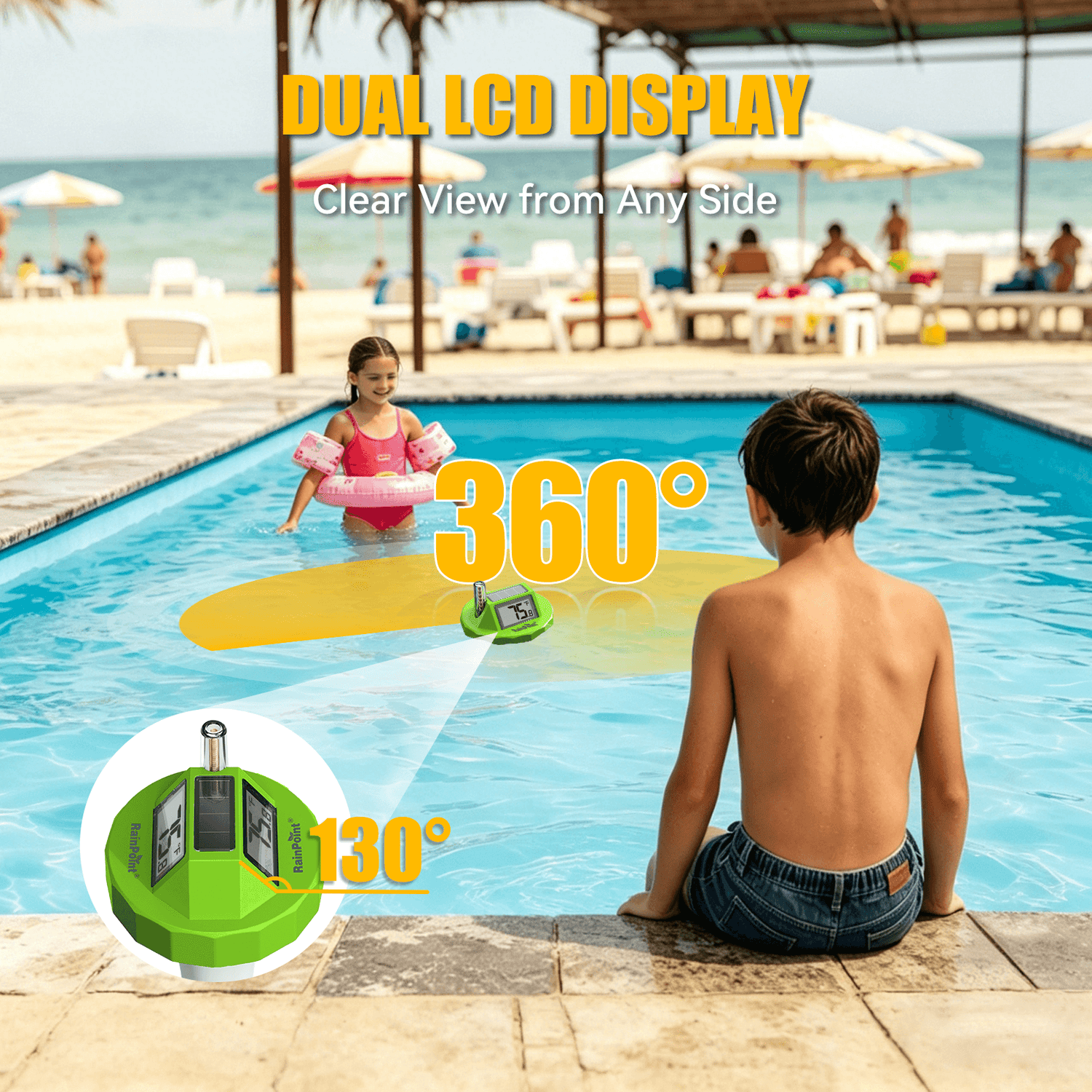 RainPoint Wireless Pool Thermometer – IPX8 Floating with Indoor Monitor