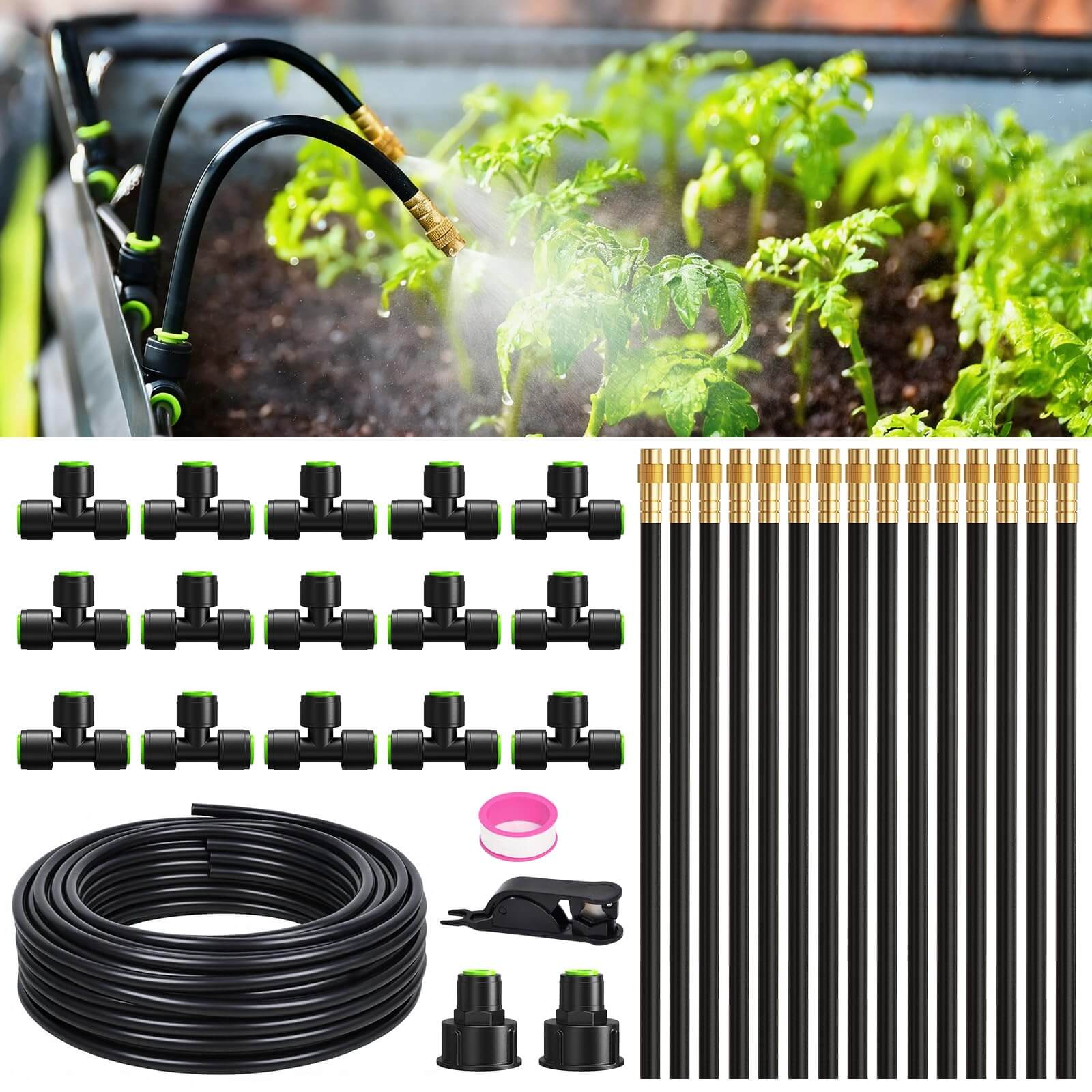 RAINPOINT Quick-Connect Drip Irrigation System – Garden Watering Kit with Adjustable Emitters