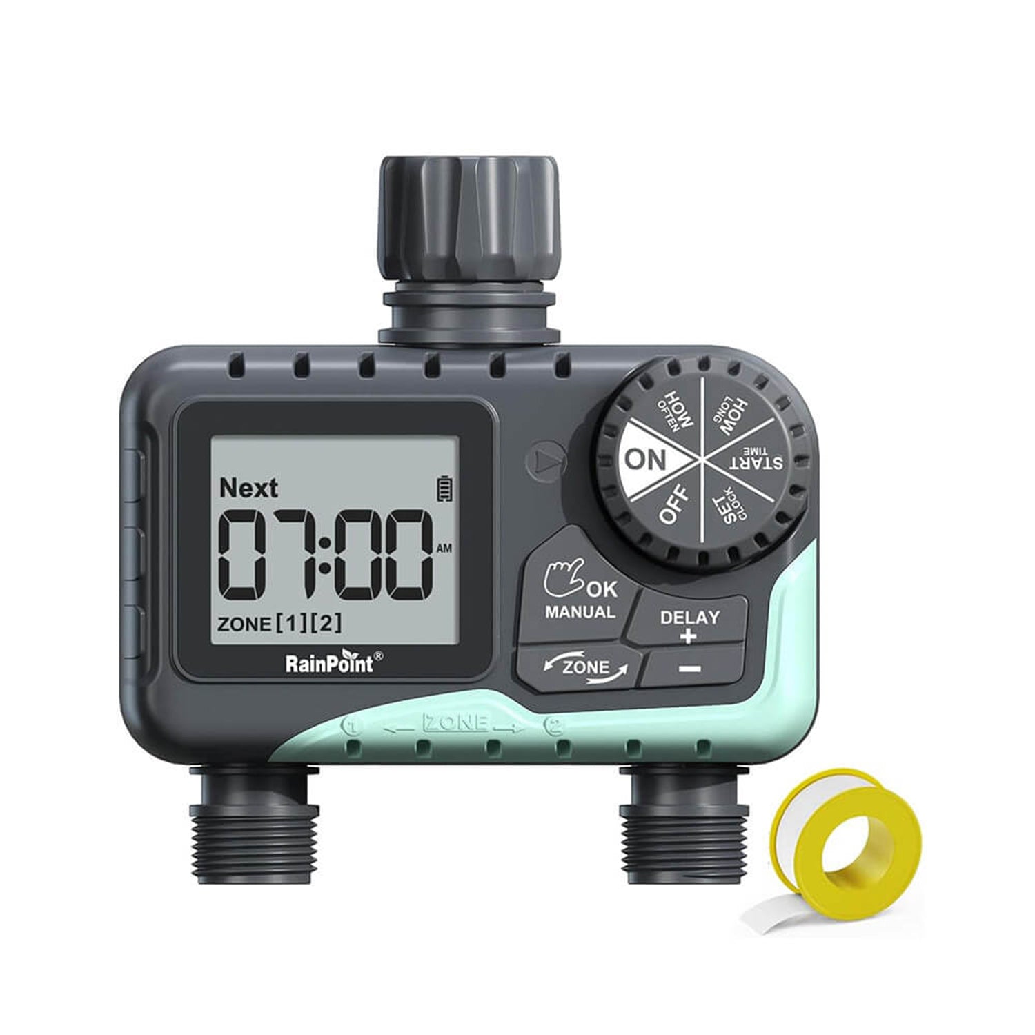 RainPoint 2-Zone Digital Sprinkler Timer, Hose Water Timer