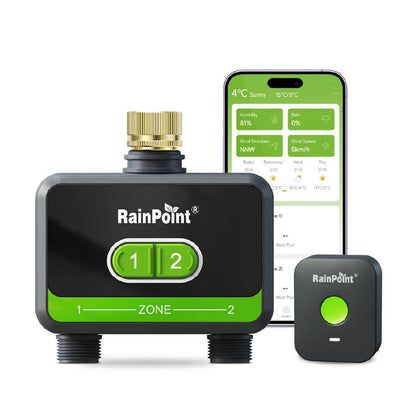 RainPoint with Brass Inlet 2-Zone Smart Hose Timer