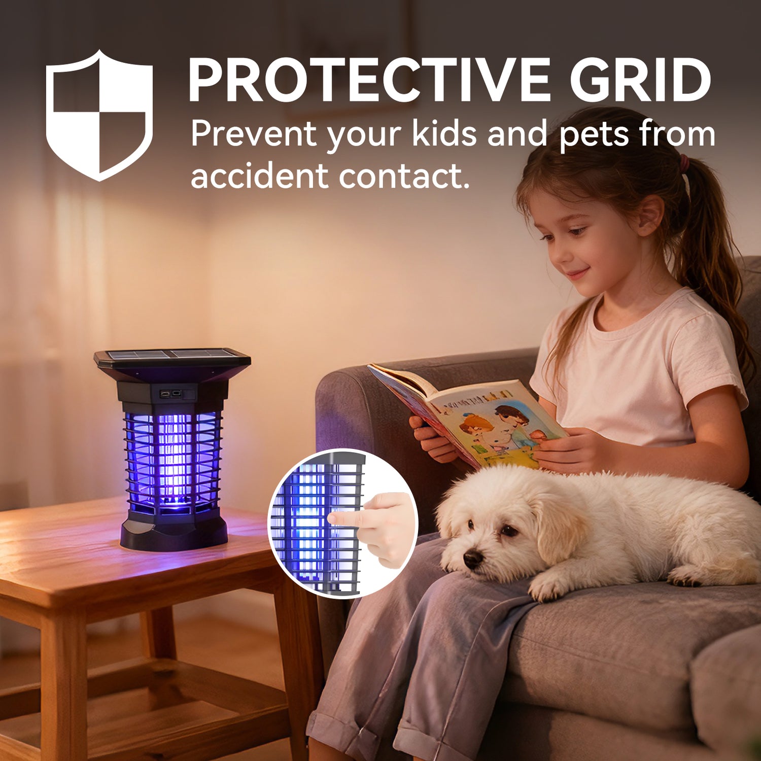 RainPoint Solar Bug Zapper Outdoor – 3000V Electric Grid, Cordless, Day &amp; Night Protection