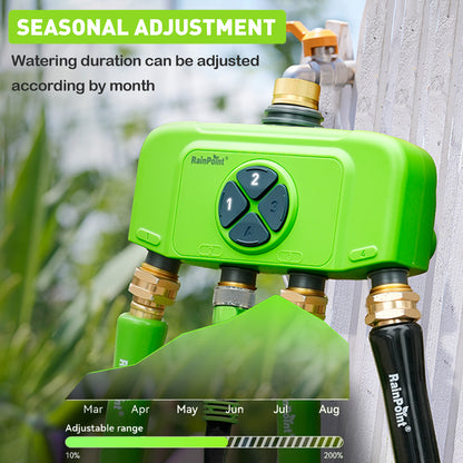 RainPoint 4-Zone WiFi Sprinkler Timer – Brass, App/Voice Control, Weather Auto-Schedule