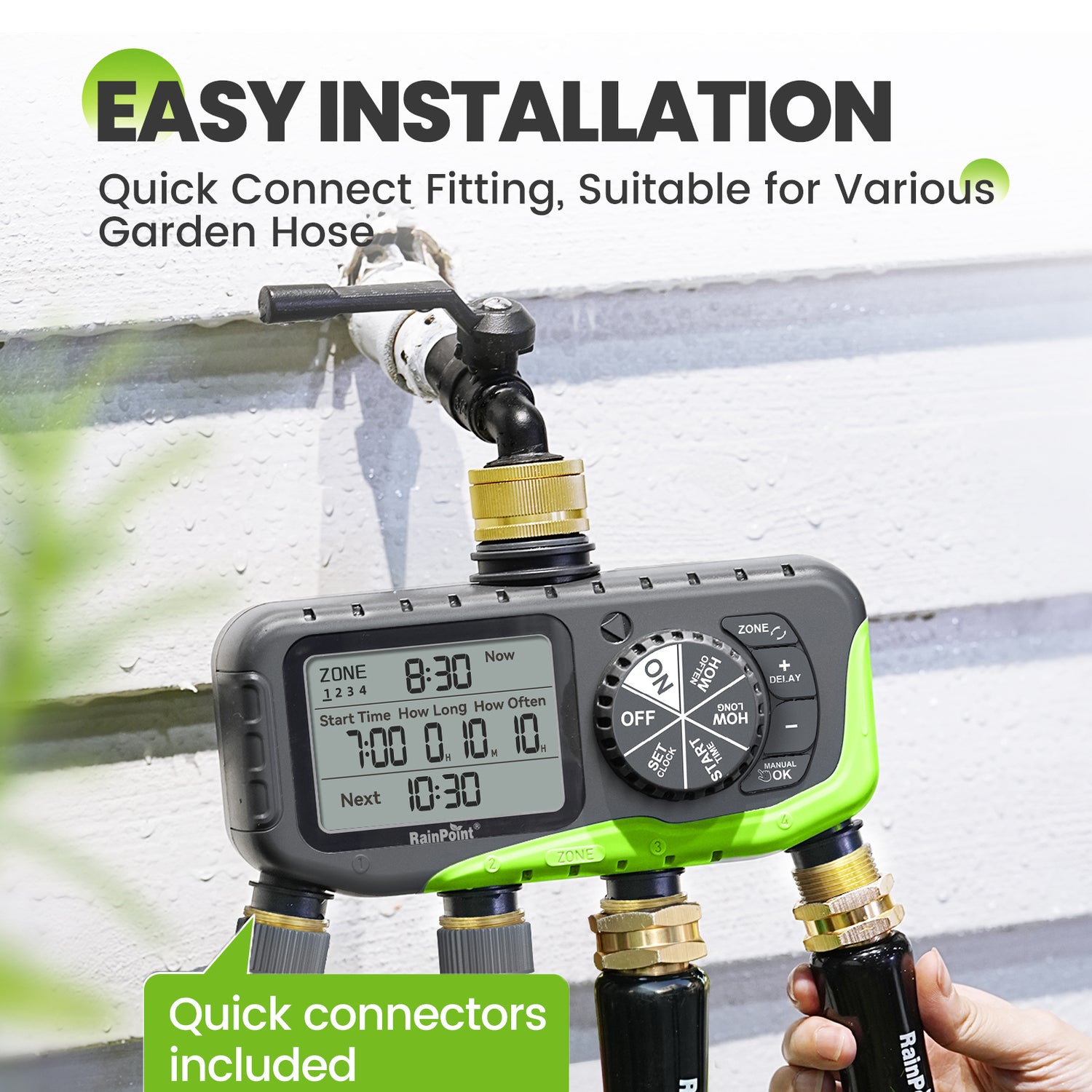 RainPoint Brass 4-Way Inlet and Outlet Garden Hose Timer