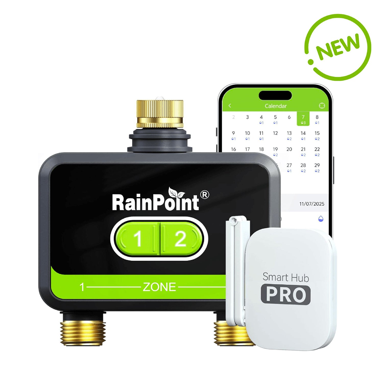 RainPoint 2-Zone WiFi Water Timer for Garden Hose with Brass Inlet &amp; Outlet