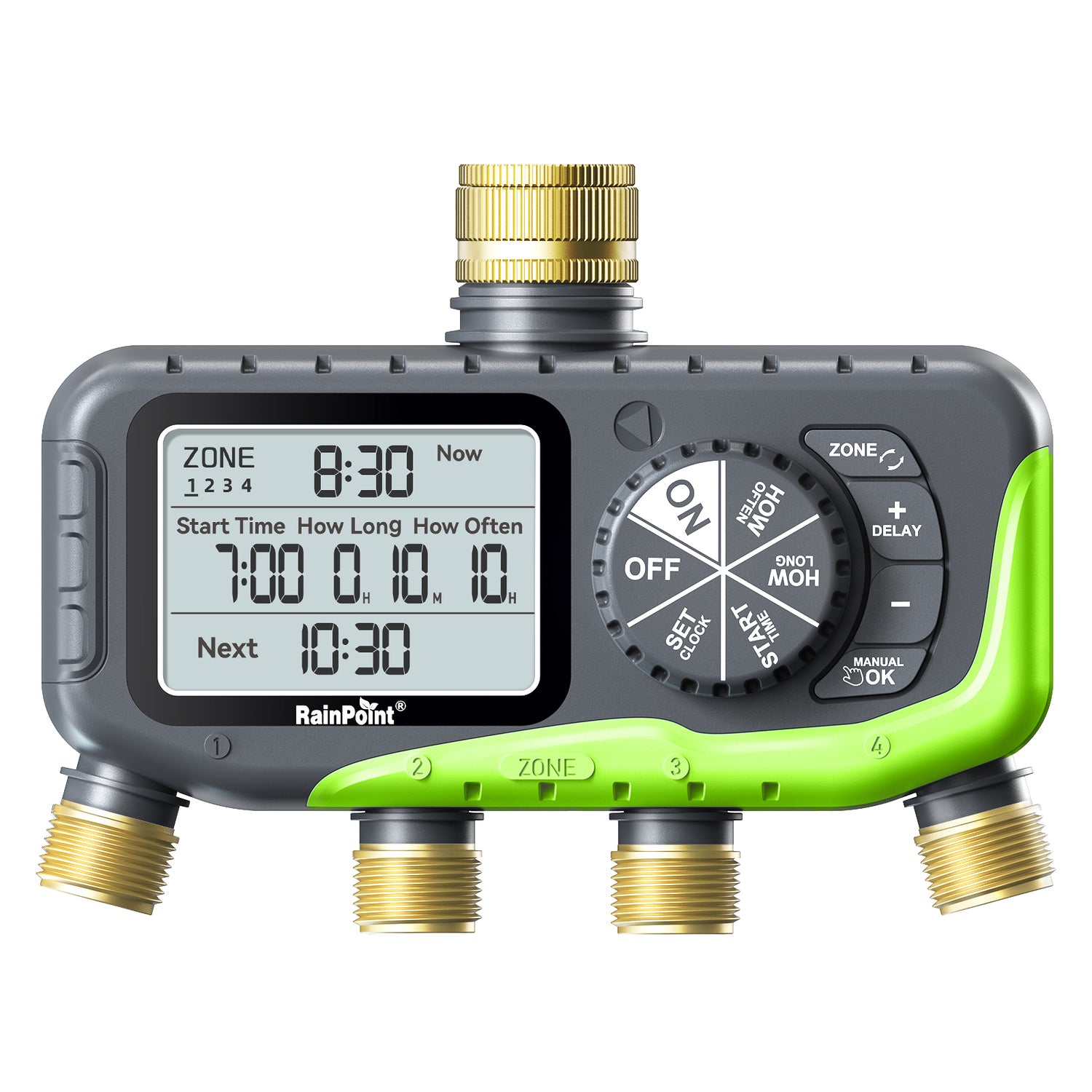 RainPoint Brass 4-Way Inlet and Outlet Garden Hose Timer