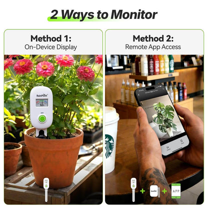 [2026 Version] RAINPOINT Visual Gauge Digital Smart Wireless Plant Moisture Meter Kit