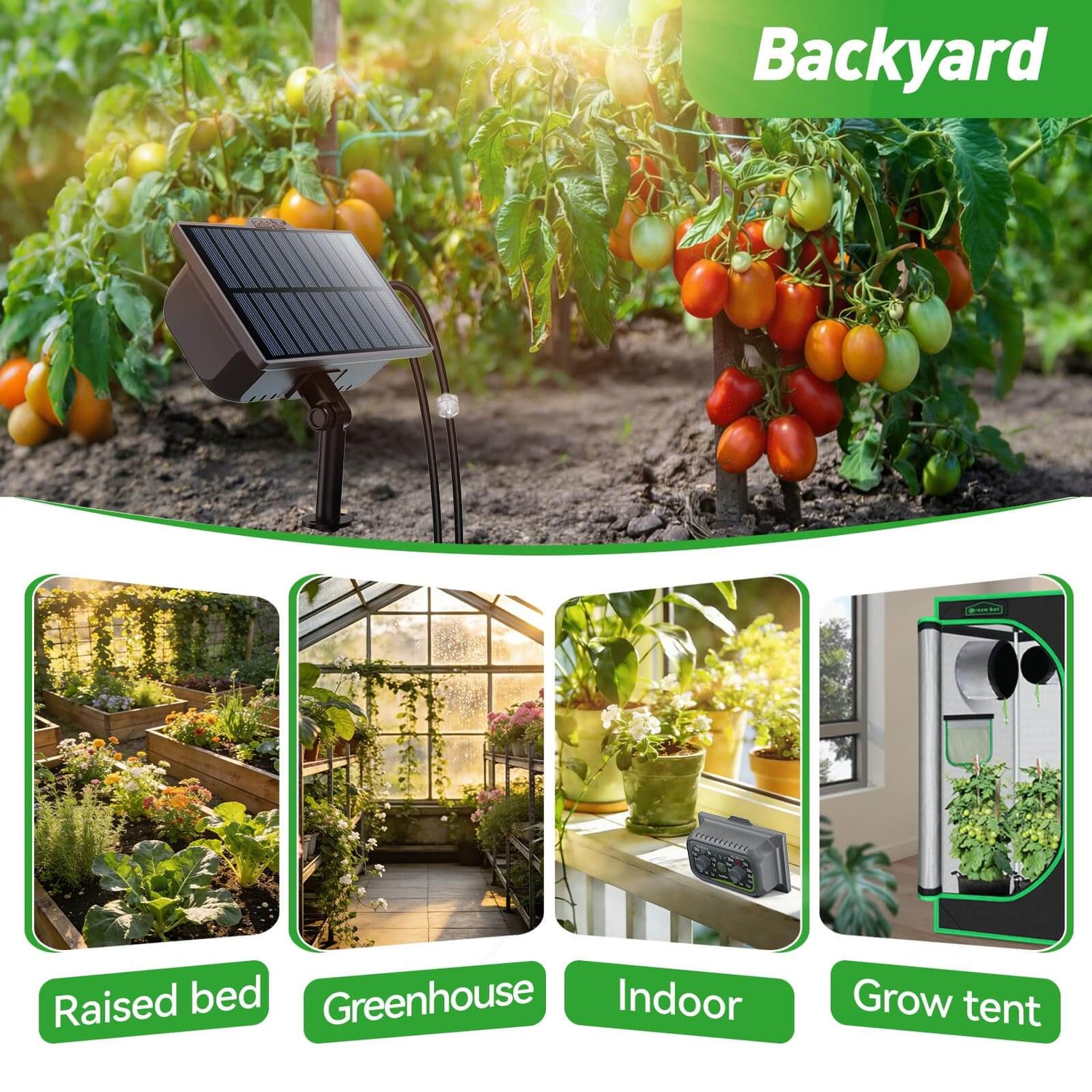 RAINPOINT Solar &amp; USB-C Automatic Drip Irrigation Kit: Rechargeable Plant Waterer for 10-20 Plants, Indoor/Outdoor Garden, Balcony, Greenhouse