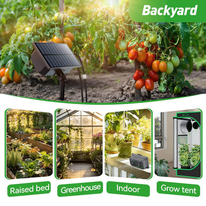 RAINPOINT Solar &amp; USB-C Automatic Drip Irrigation Kit: Rechargeable Plant Waterer for 10-20 Plants, Indoor/Outdoor Garden, Balcony, Greenhouse