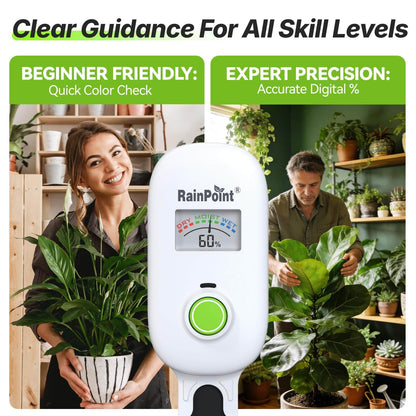 [2026 Version]RAINPOINT Visual Gauge Digital Smart Wireless Plant Moisture Meter,WiFi Hub Needed